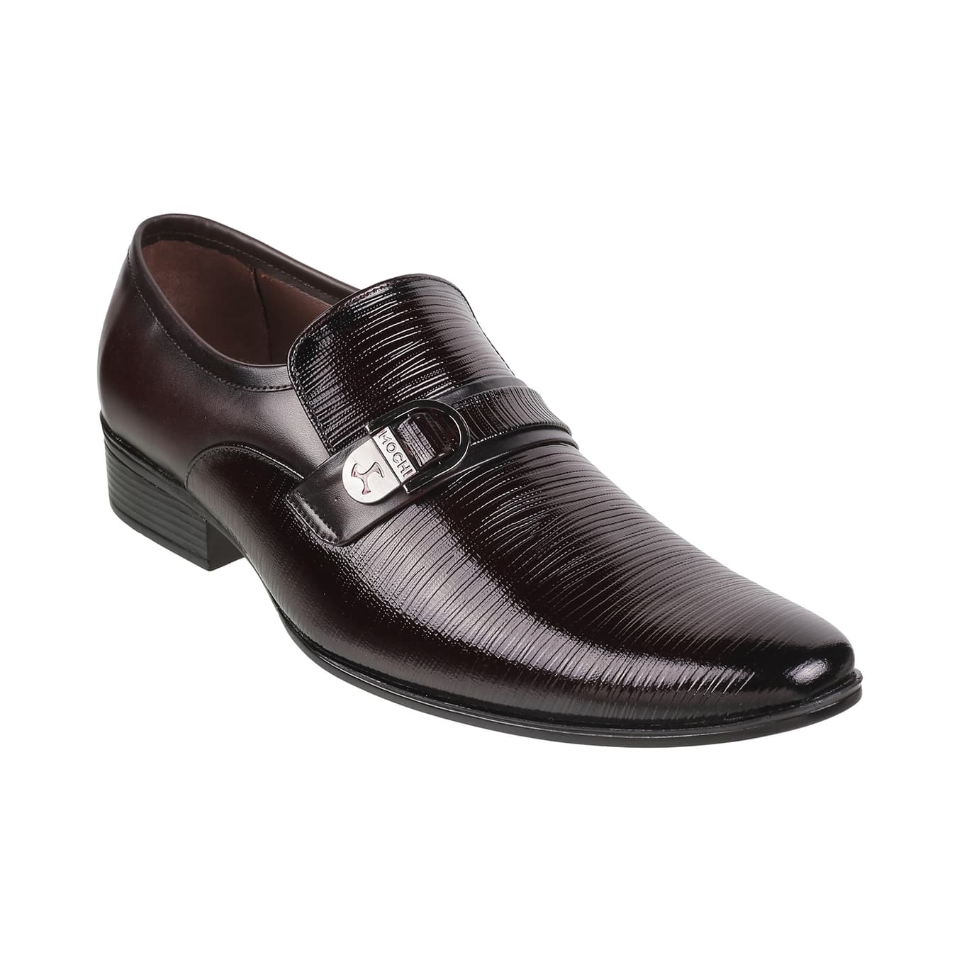 Men's Red Formal Almond Toe Leather Formal Shoes