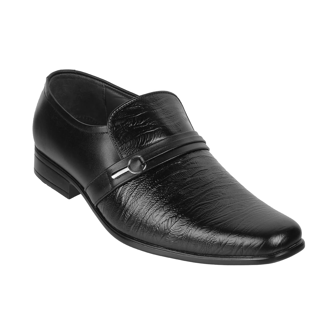 Men's Black Formal Almond Toe Leather Formal Shoes