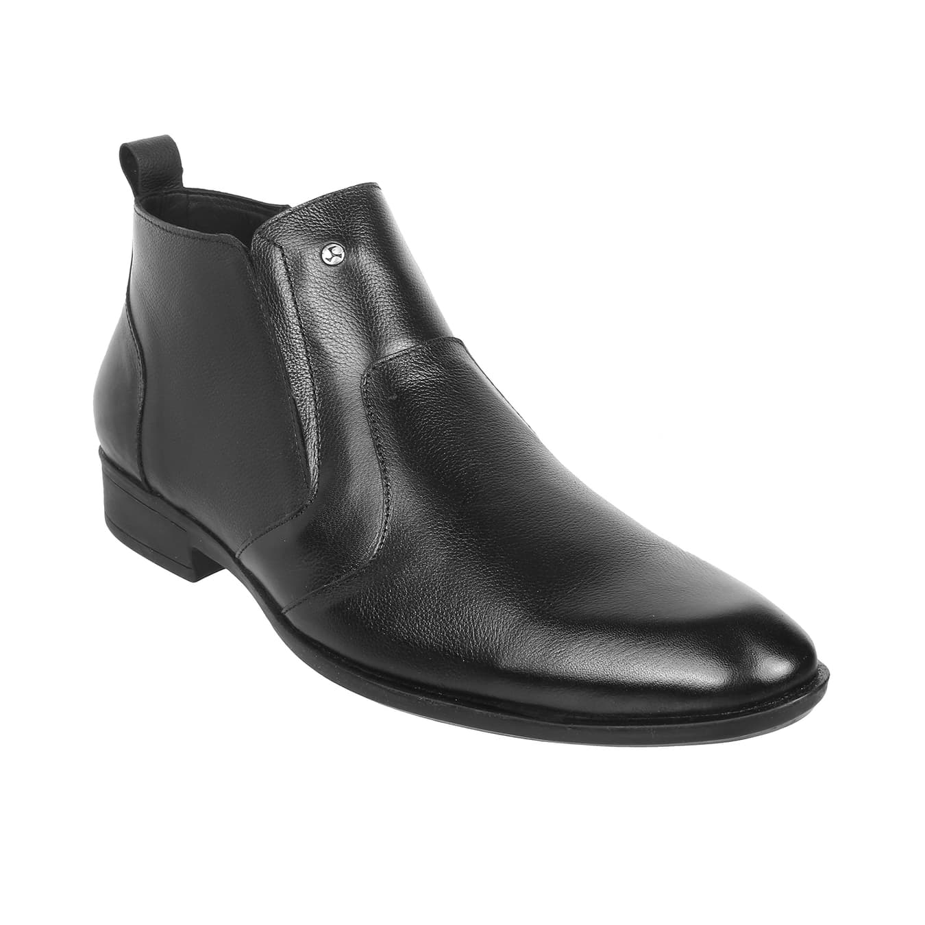 Men's Black Formal Round Toe Leather Boots