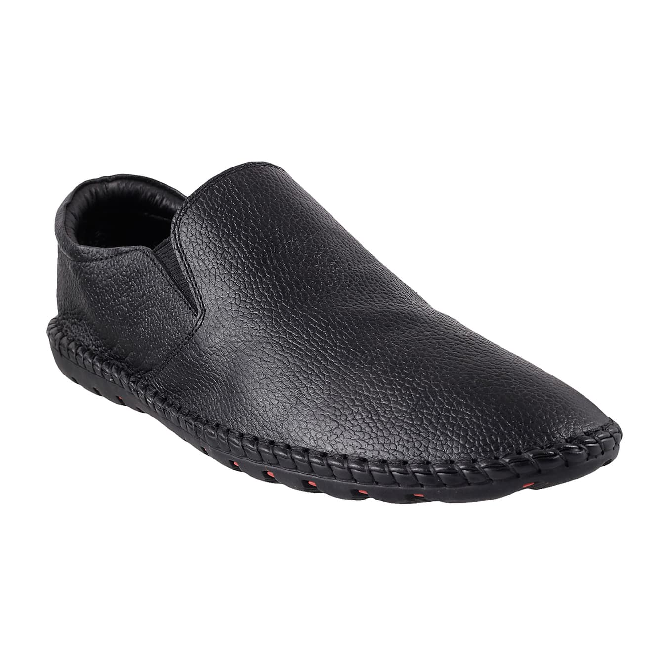 Men's Black Formal Almond Toe Leather Casual Shoes