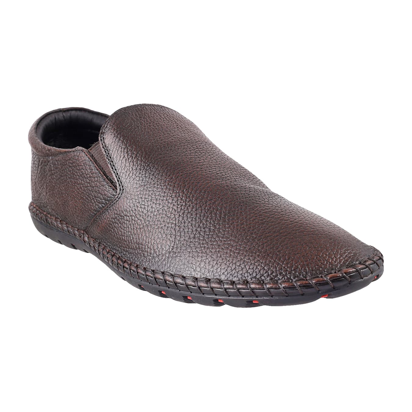 Men's Brown Formal Almond Toe Leather Casual Shoes