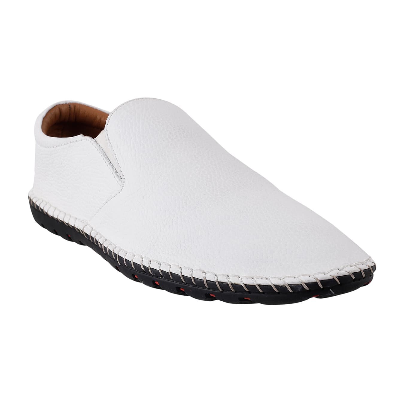 Men's White Formal Almond Toe Leather Casual Shoes