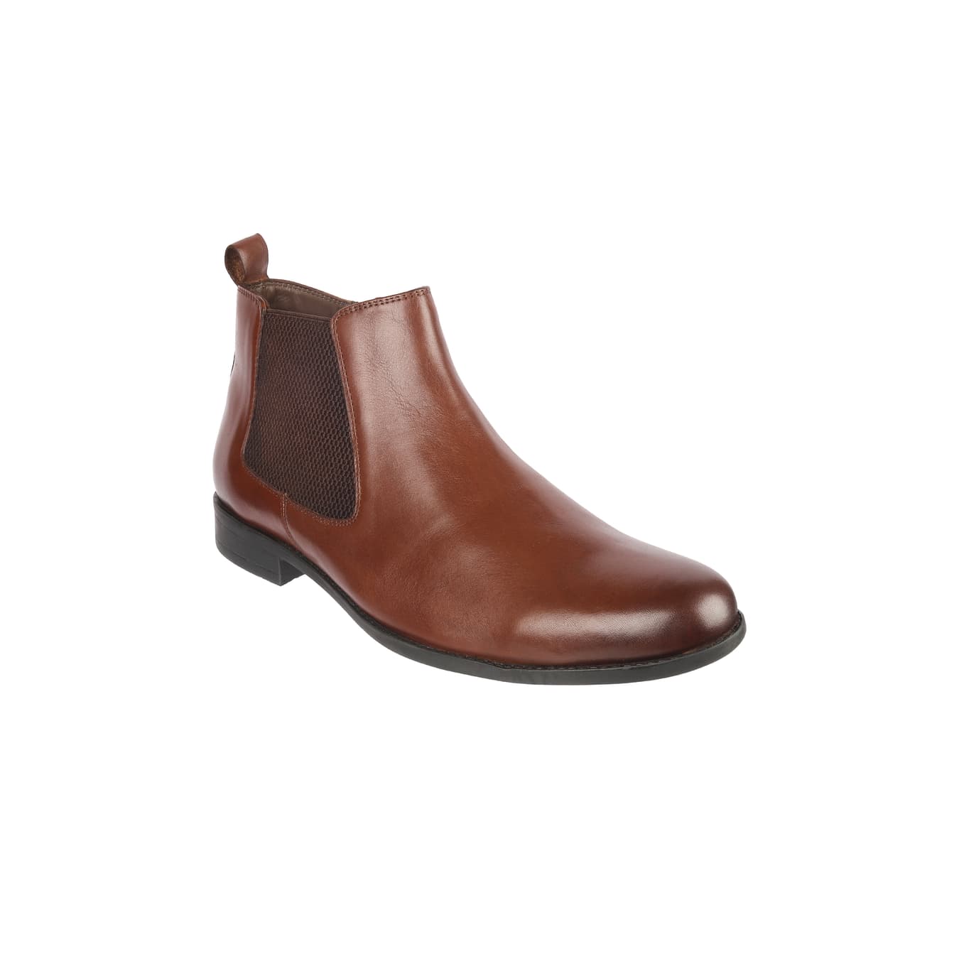 Men's Tan Formal Round Toe Leather Boots