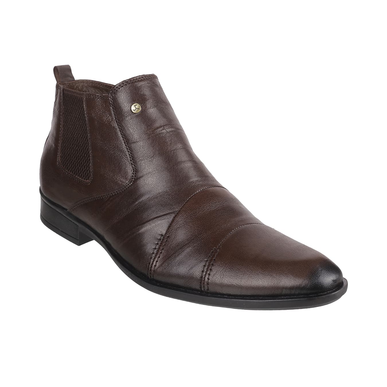 Men's Brown Formal Almond Toe Leather Formal Shoes
