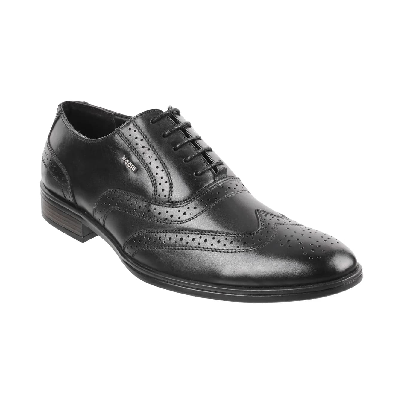 Men's Black Formal Almond Toe Leather Formal Shoes