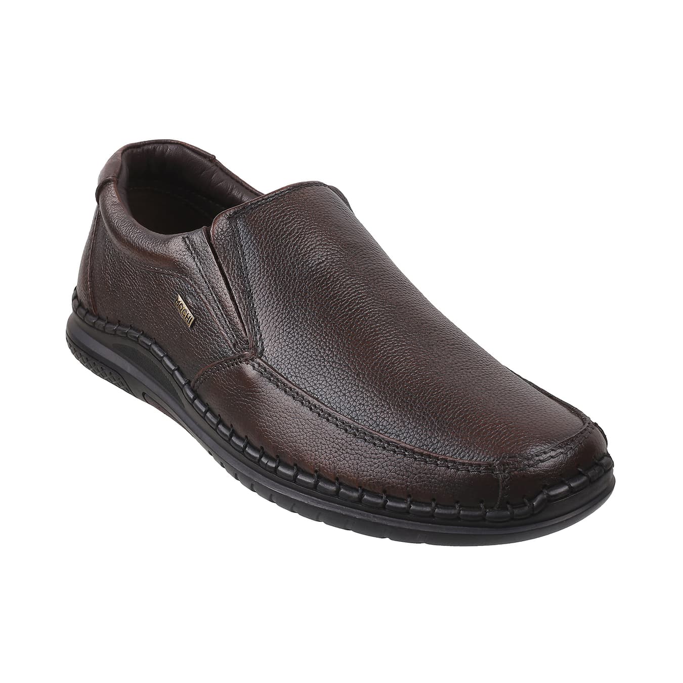 Men's Brown Formal Almond Toe Leather Formal Shoes