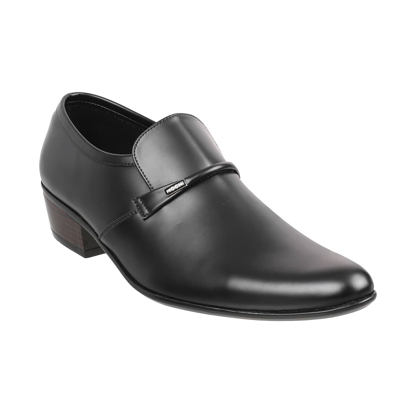 Men's Black Formal Almond Toe Leather Formal Shoes