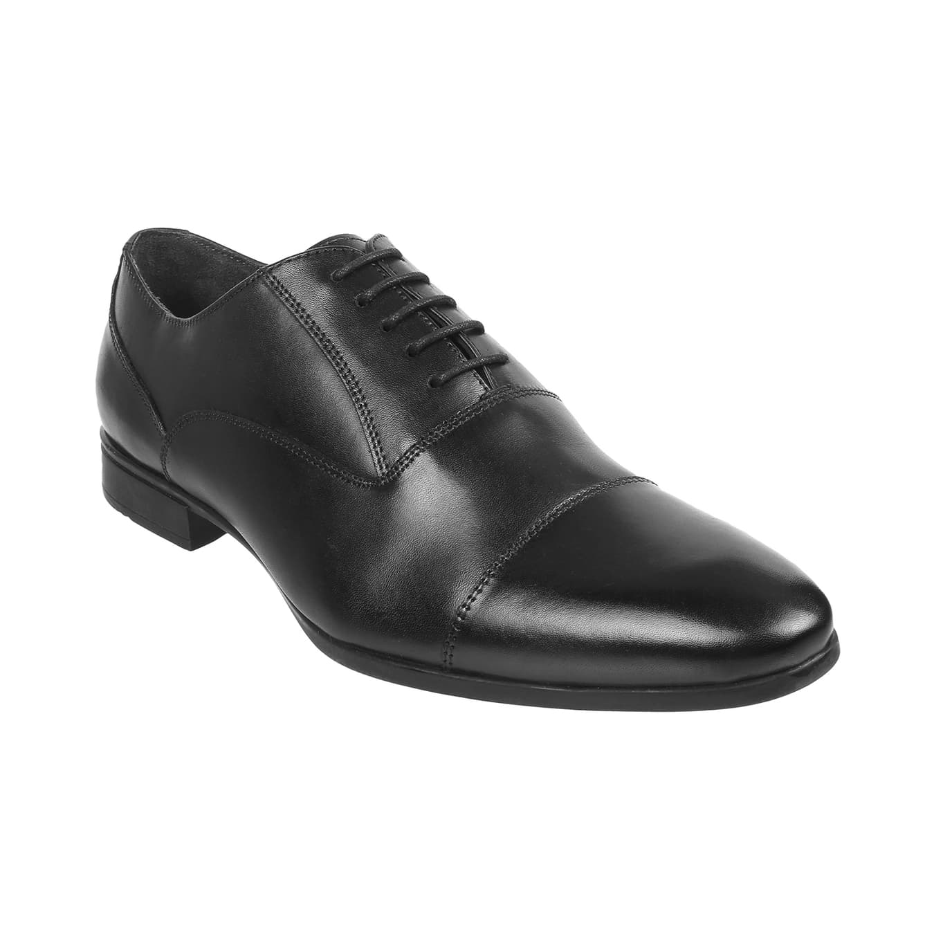 Men's Black Formal Almond Toe Leather Formal Shoes