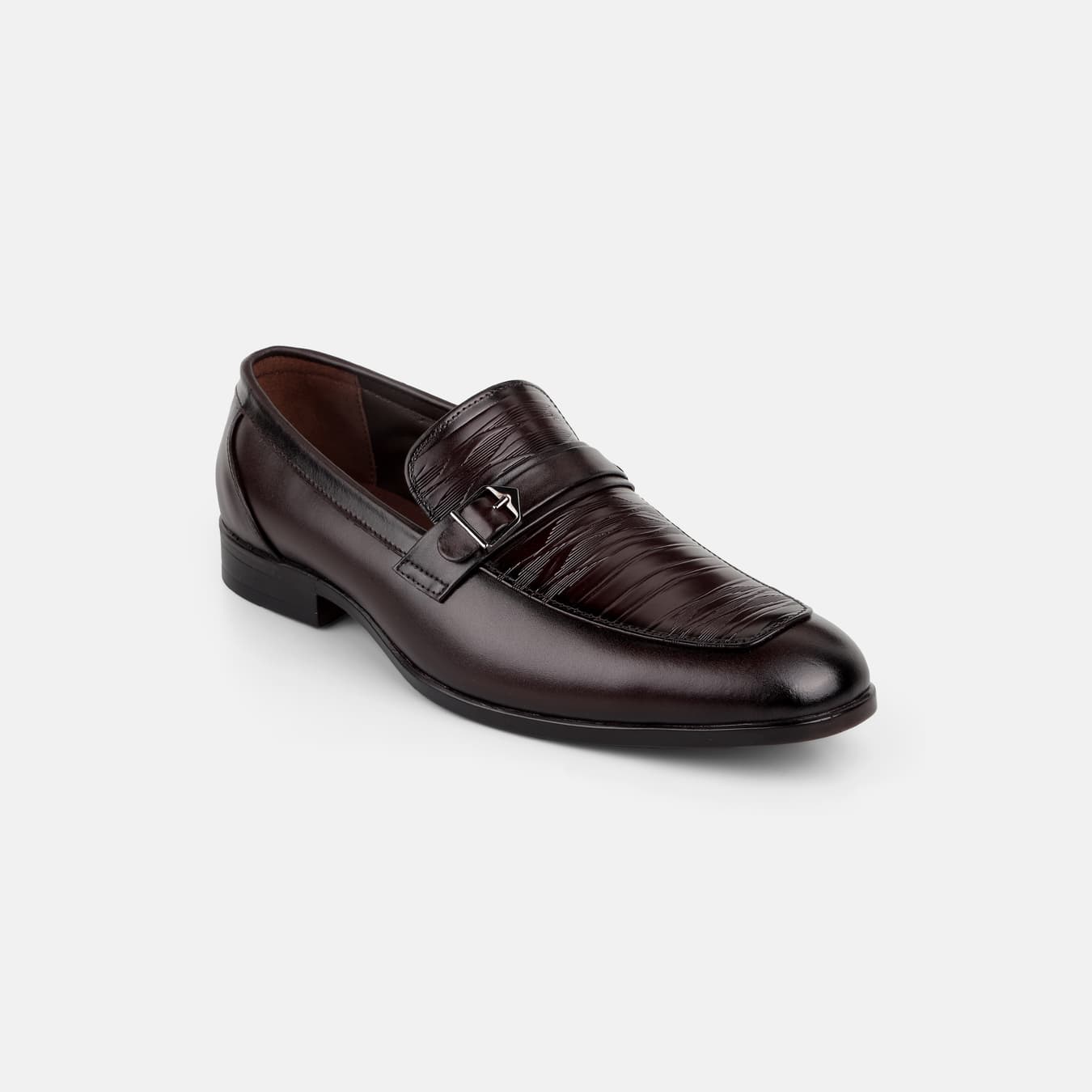 Men's Red Formal Almond Toe Leather Formal Shoes