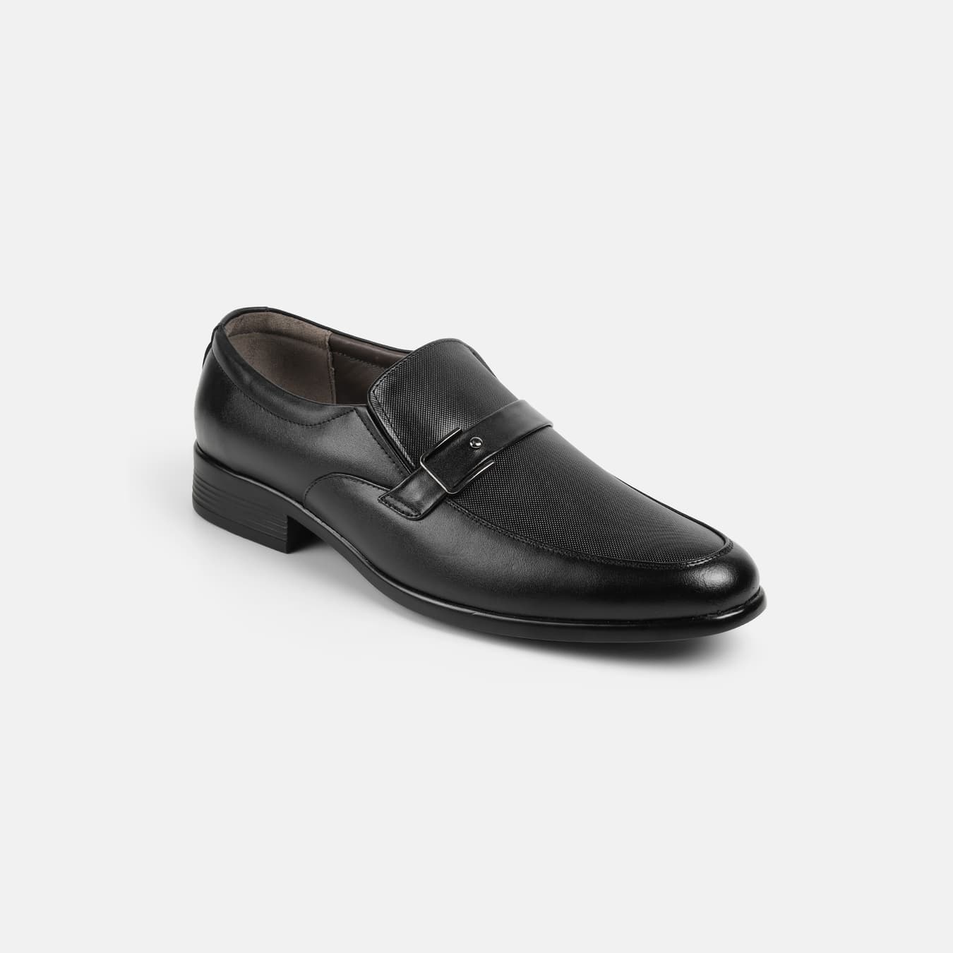 Men's Black Formal Almond Toe Leather Formal Shoes
