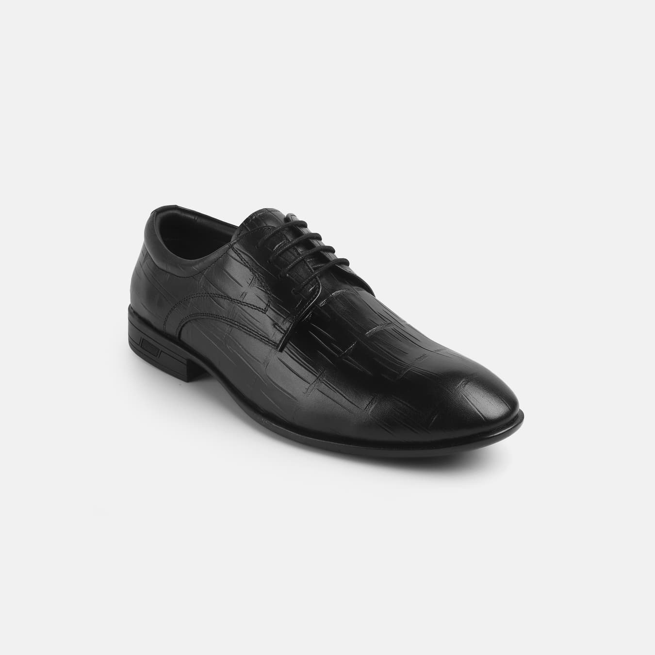 Men's Black Formal Almond Toe Leather Formal Shoes