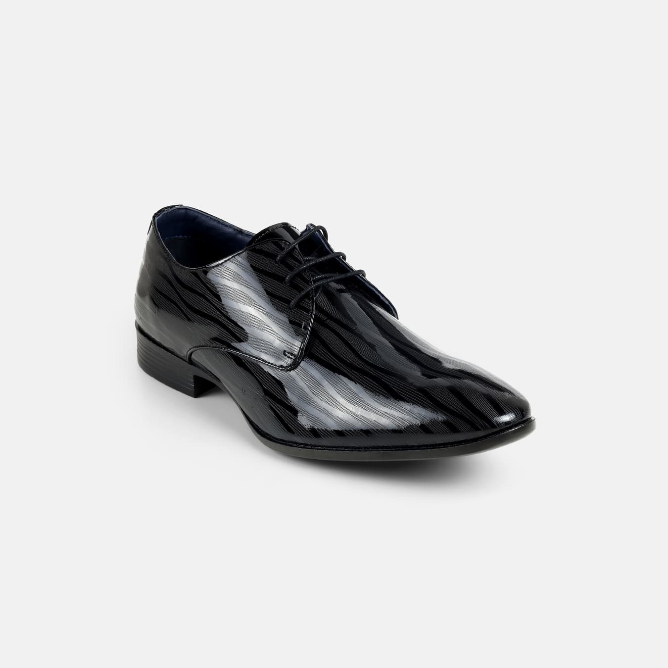 Men's Black Formal Almond Toe Leather Formal Shoes