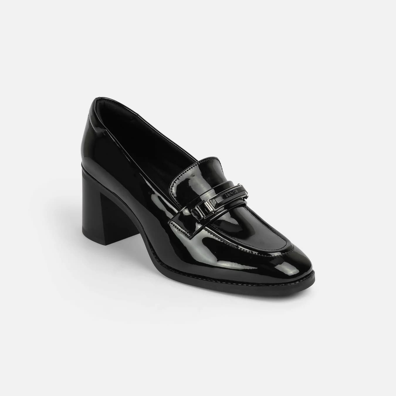 Women's Black Casual Round Toe Synthetic Heels