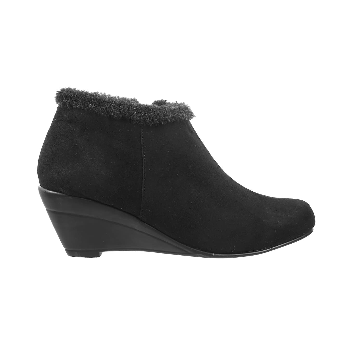 Women's Black Casual Round Toe Synthetic Boots