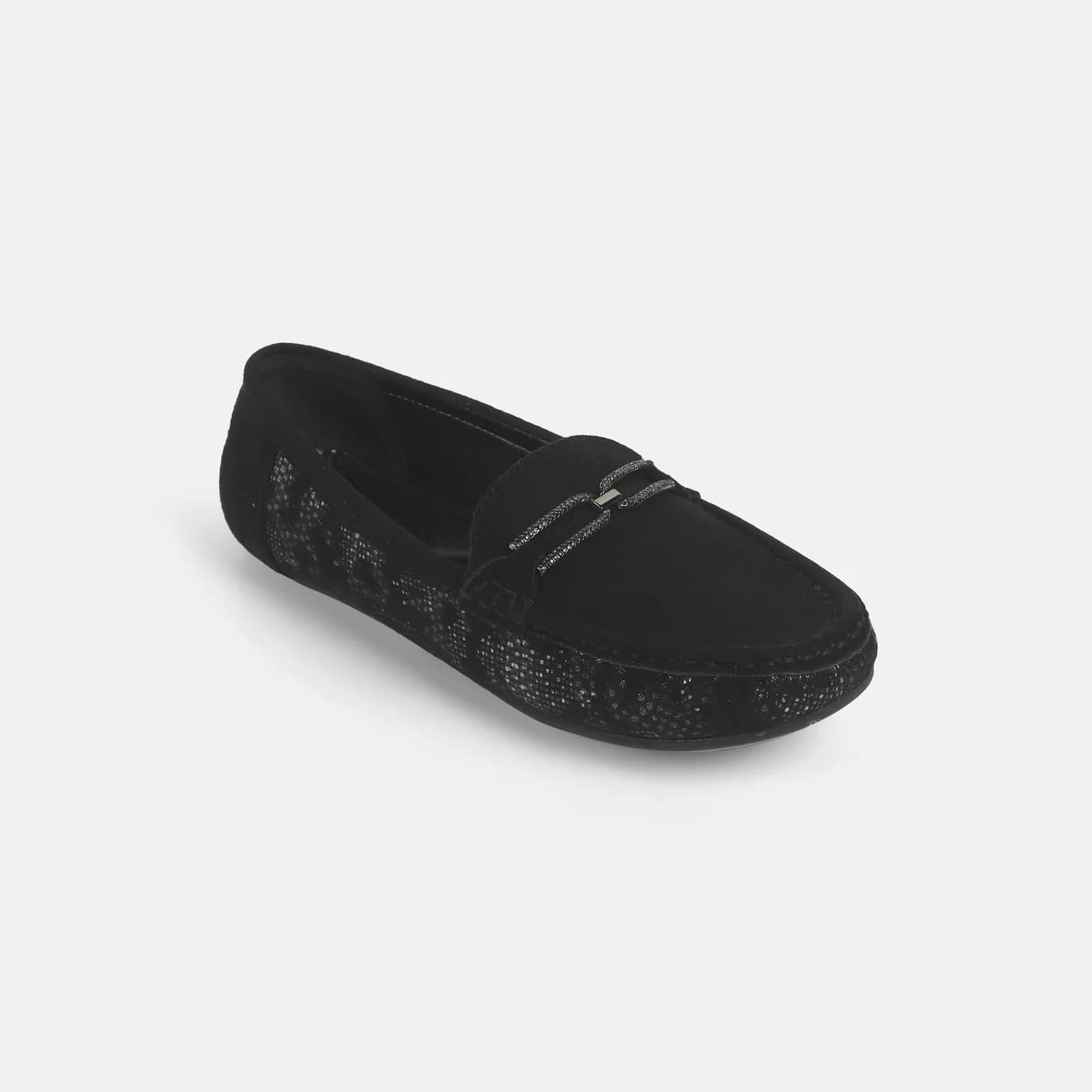 Women's Black Casual Round Toe Synthetic Flats