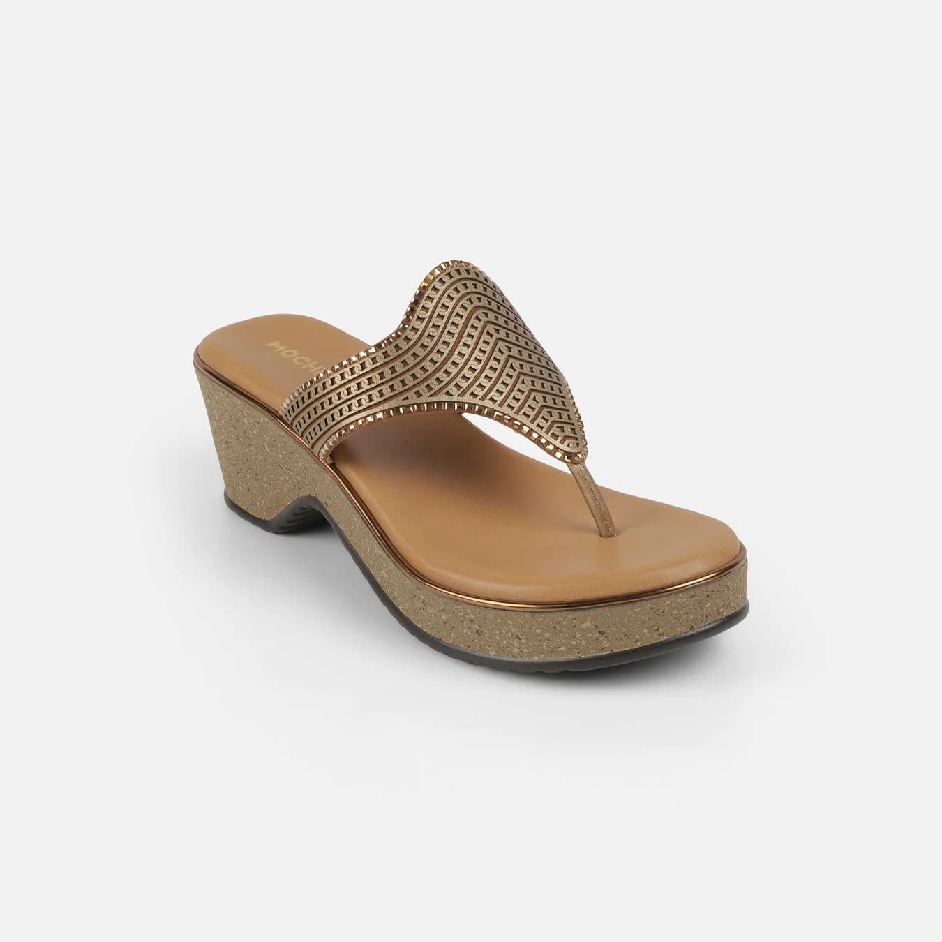 Women's Gold Casual Round Toe Synthetic Sandals