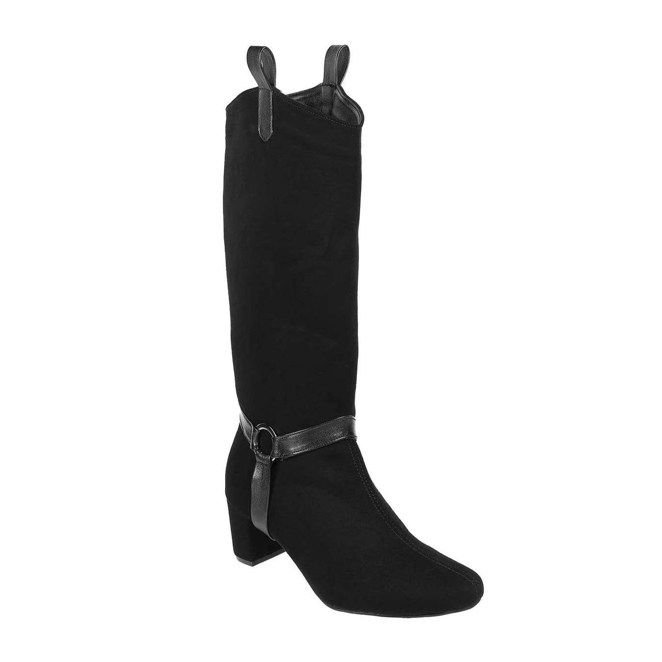 Women's Black Casual Round Toe Suede Boots