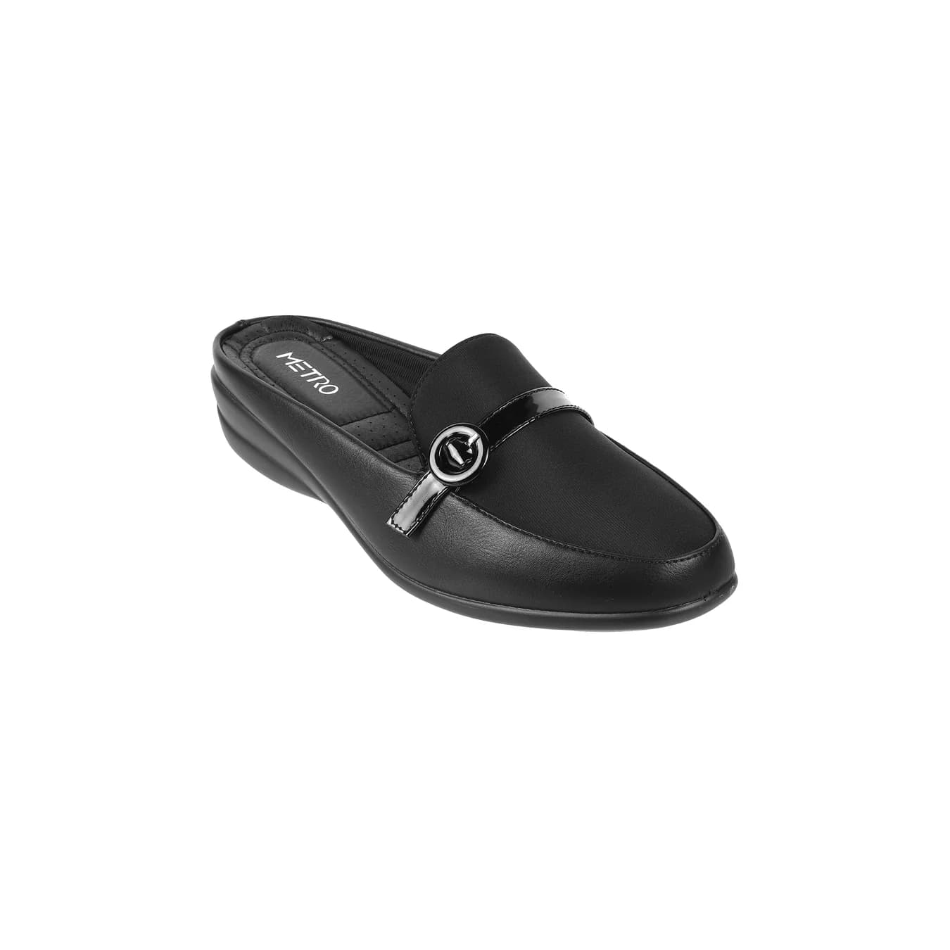 Women's Black Casual Pointy Toe Synthetic Heels