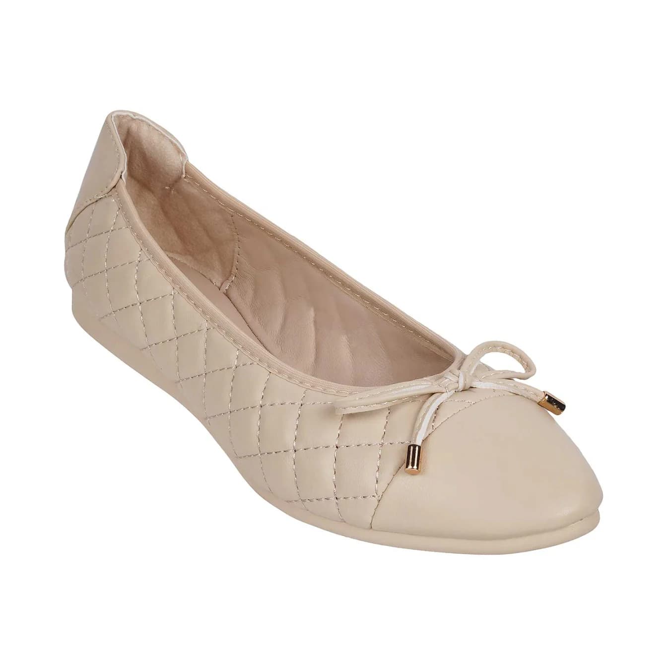 Women's Beige Casual Round Toe Synthetic Heels