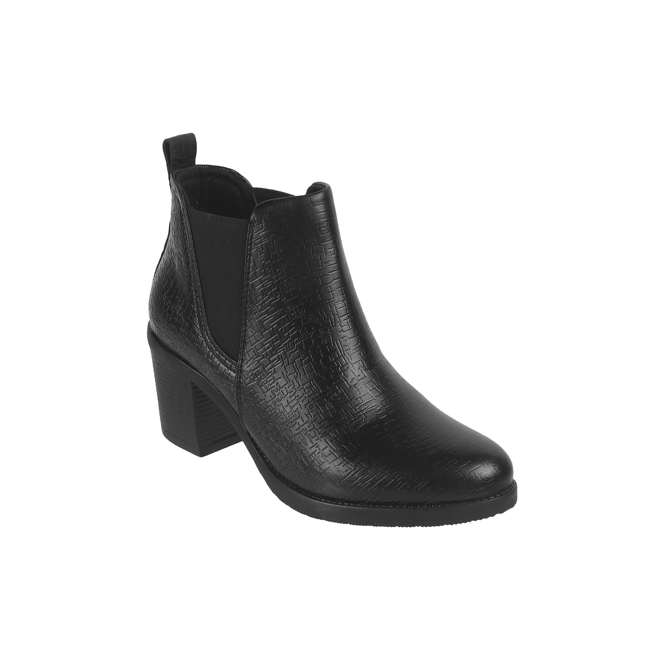 Women's Black Casual Round Toe Synthetic Boots