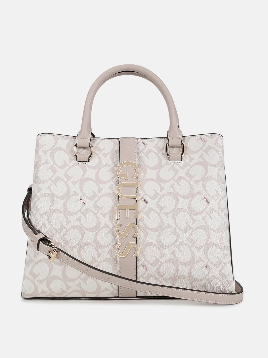 Women's White Printed Garrick Satchel Bag