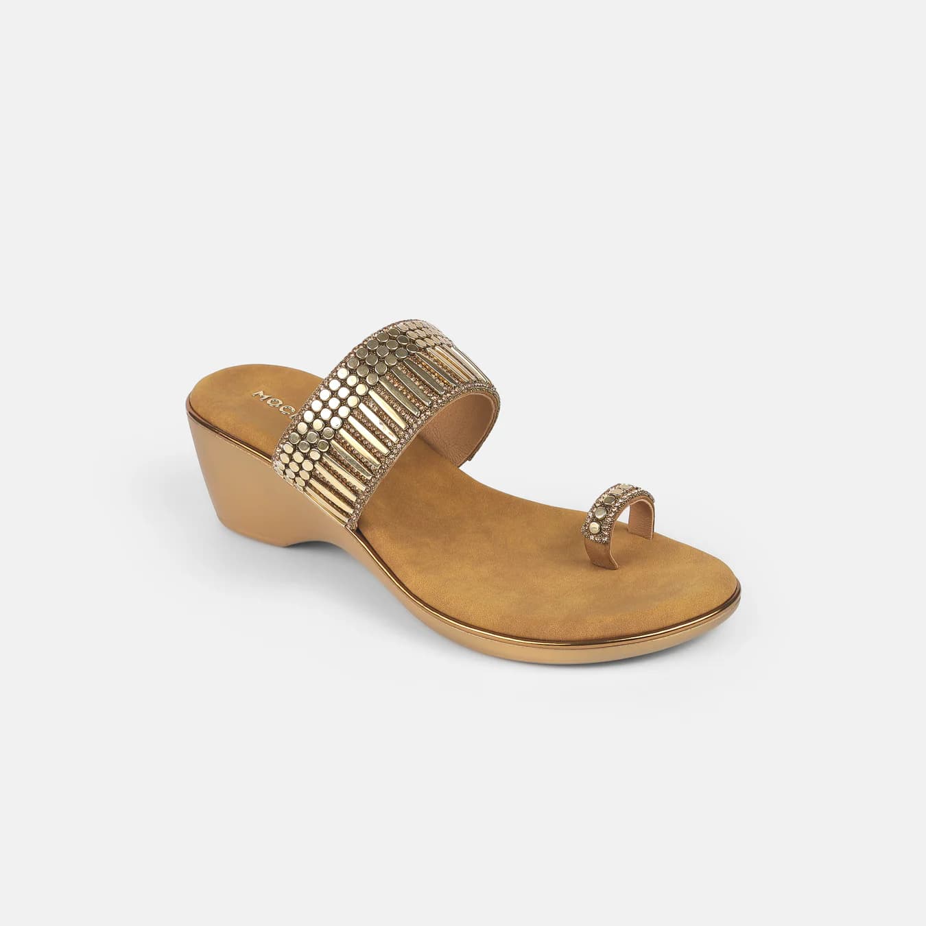 Women's Gold Casual Round Toe Synthetic Sandals