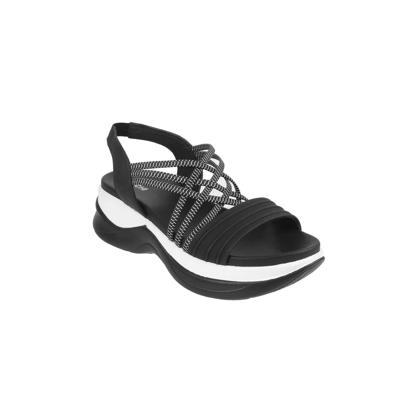 Women's Black Casual Round Toe Synthetic Sandals