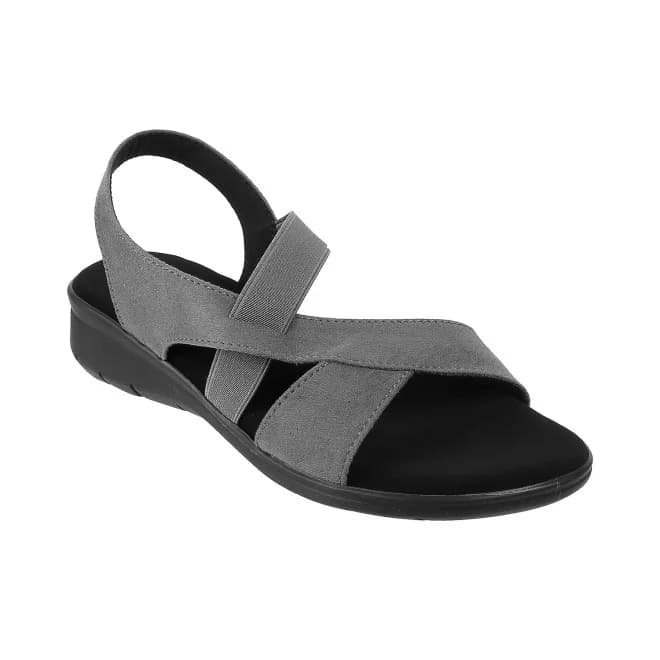 Women's Grey Casual Round Toe Synthetic Sandals