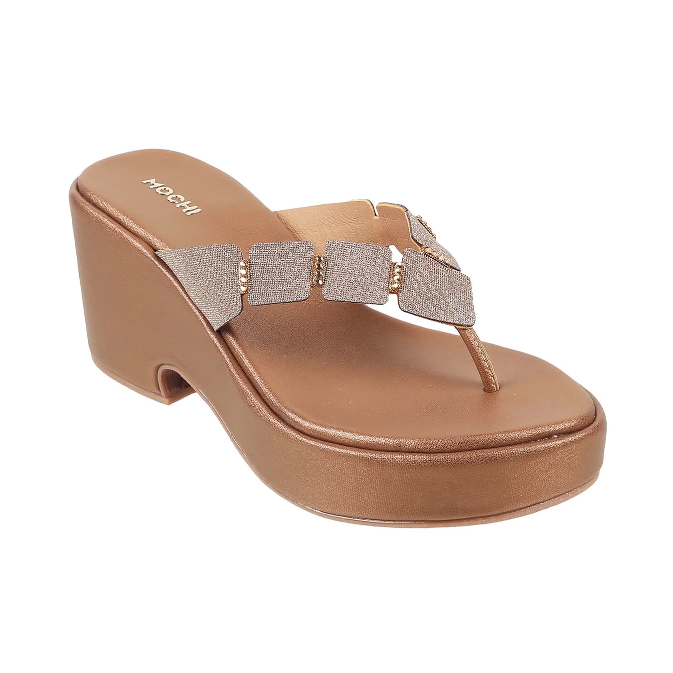 Women's Gold Casual Round Toe Synthetic Sandals