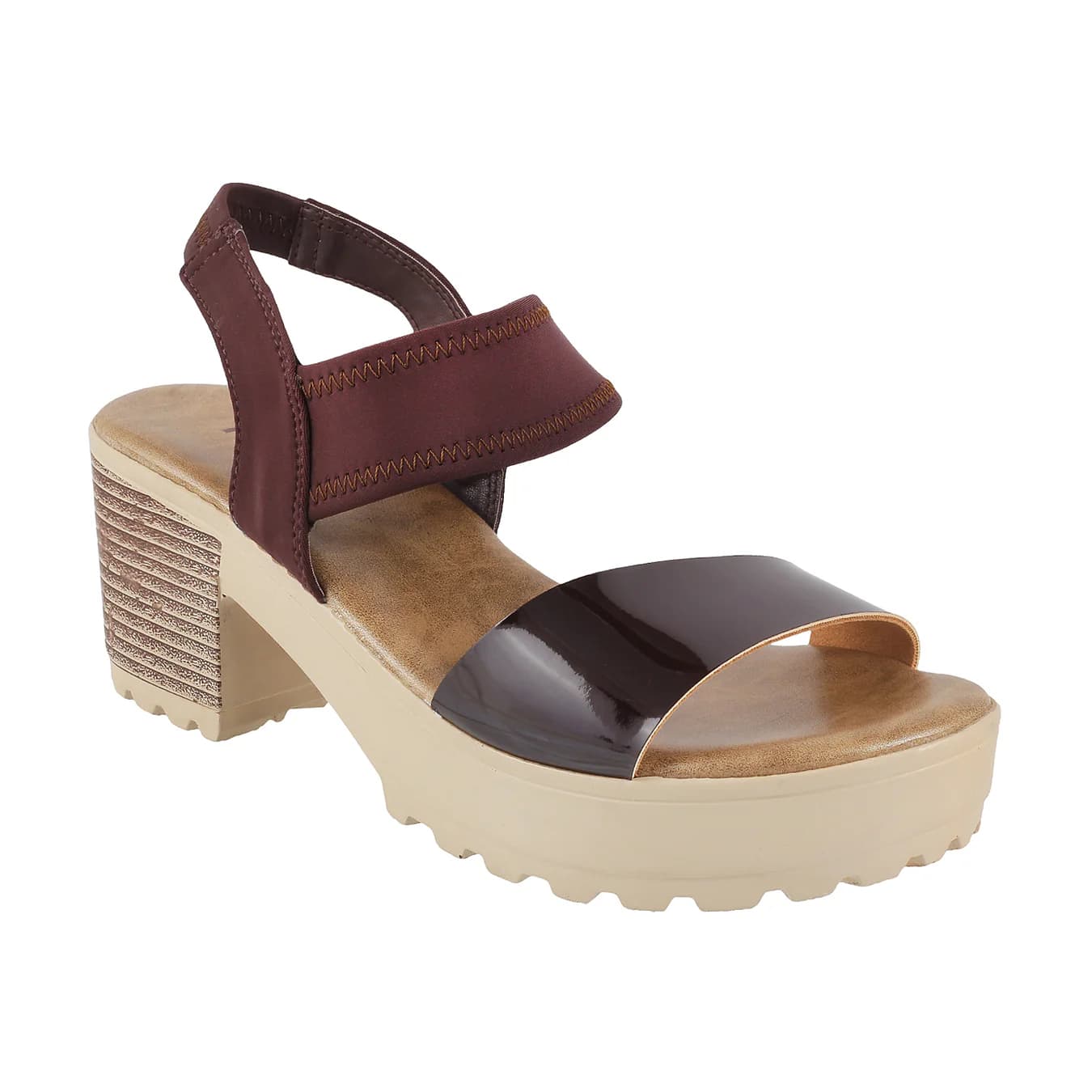 Women's Brown Casual Round Toe Synthetic Sandals