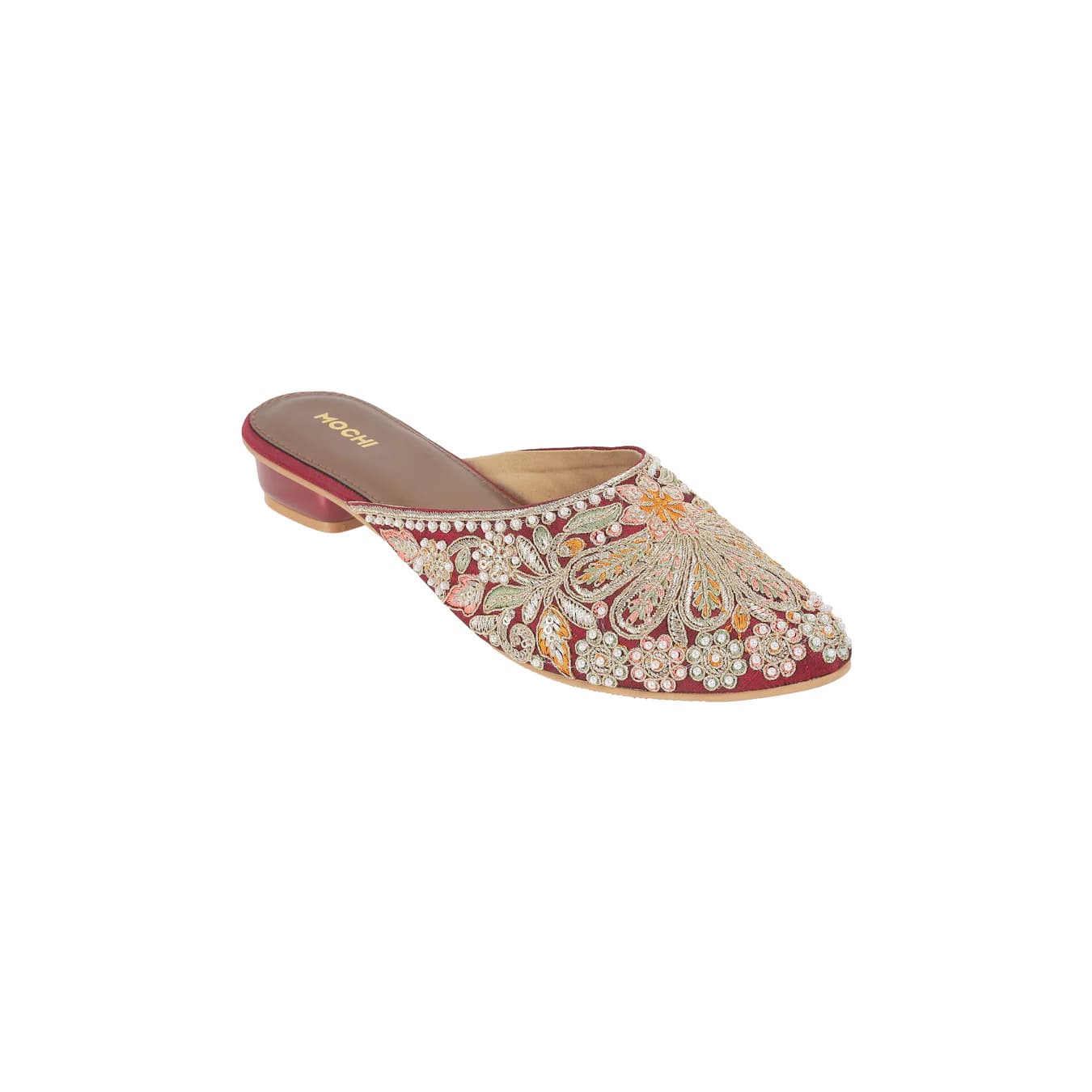 Women's Red Casual Round Toe Fabric Flats