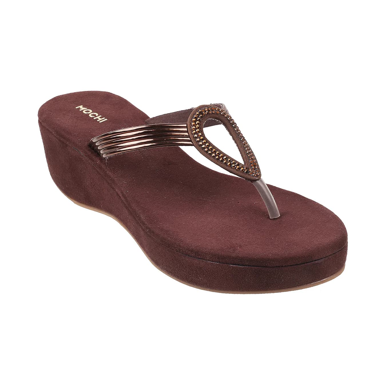 Women's Brown Casual Round Toe Synthetic Sandals
