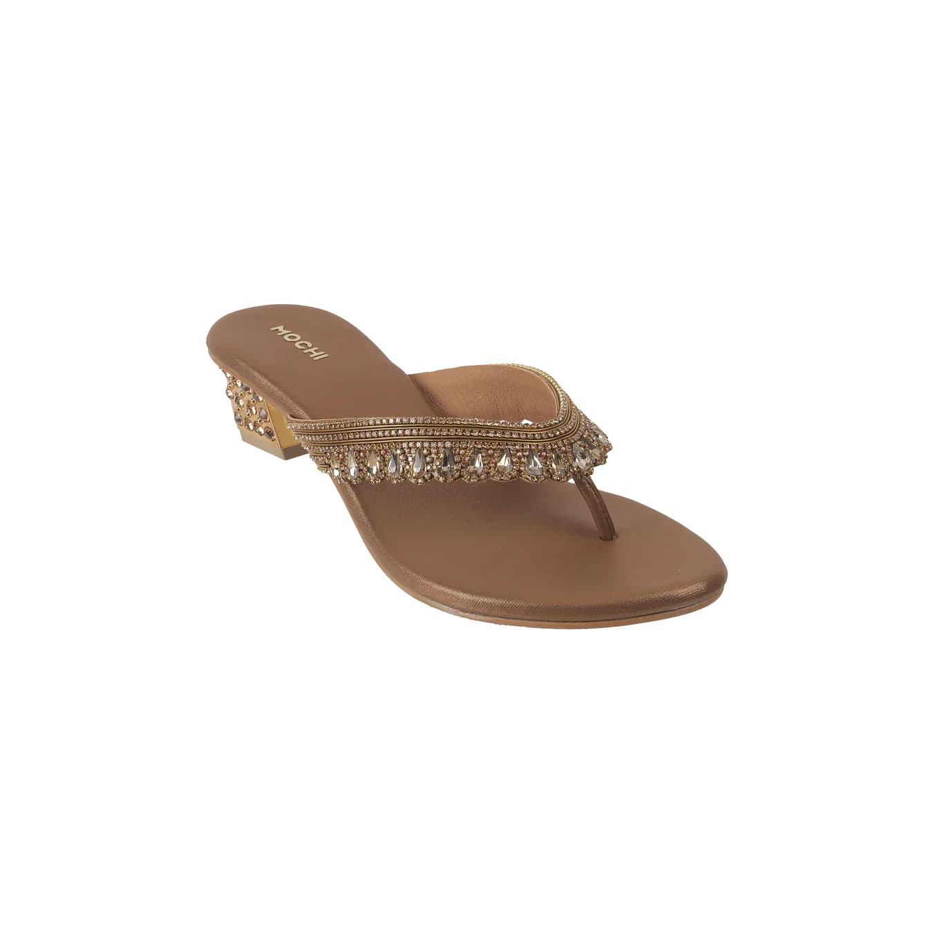 Women's Gold Casual Round Toe Synthetic Sandals