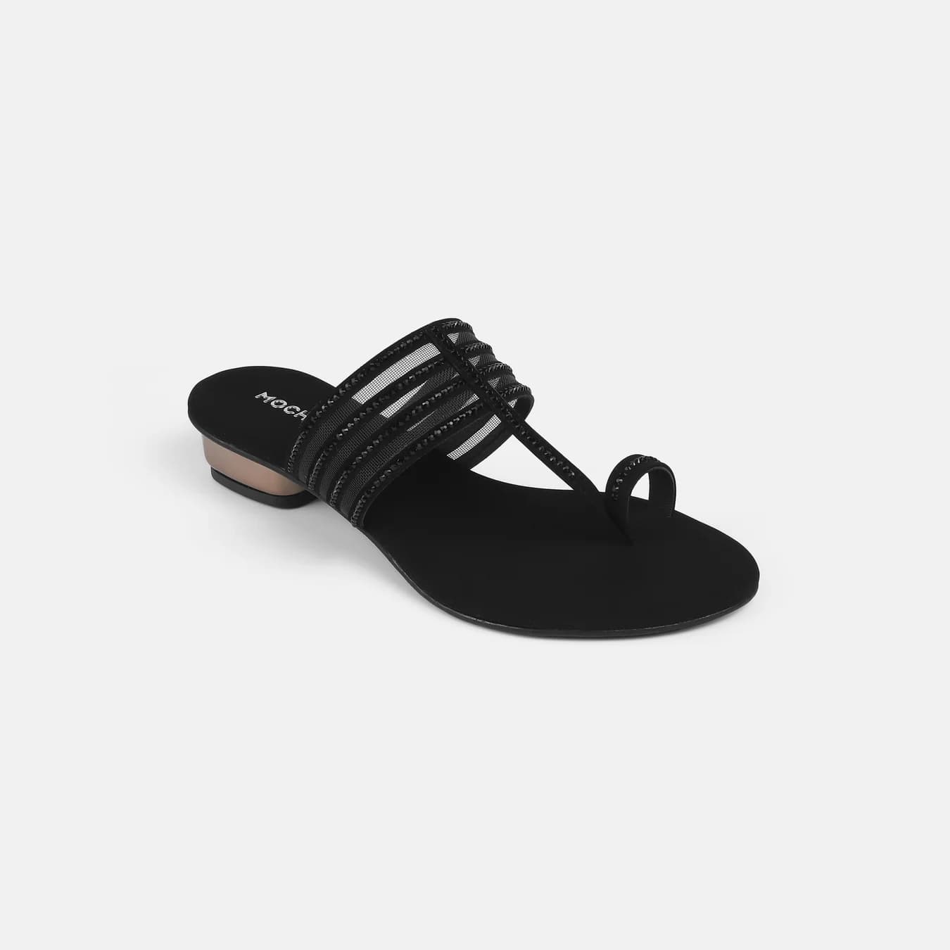 Women's Black Casual Round Toe Synthetic Sandals
