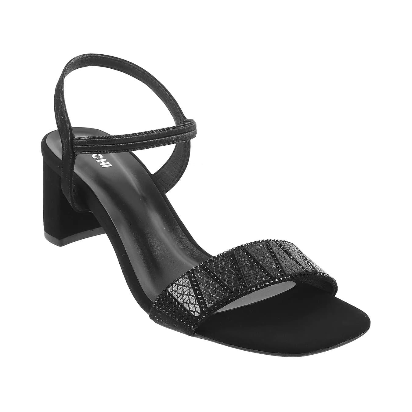 Women's Black Casual Round Toe Synthetic Sandals