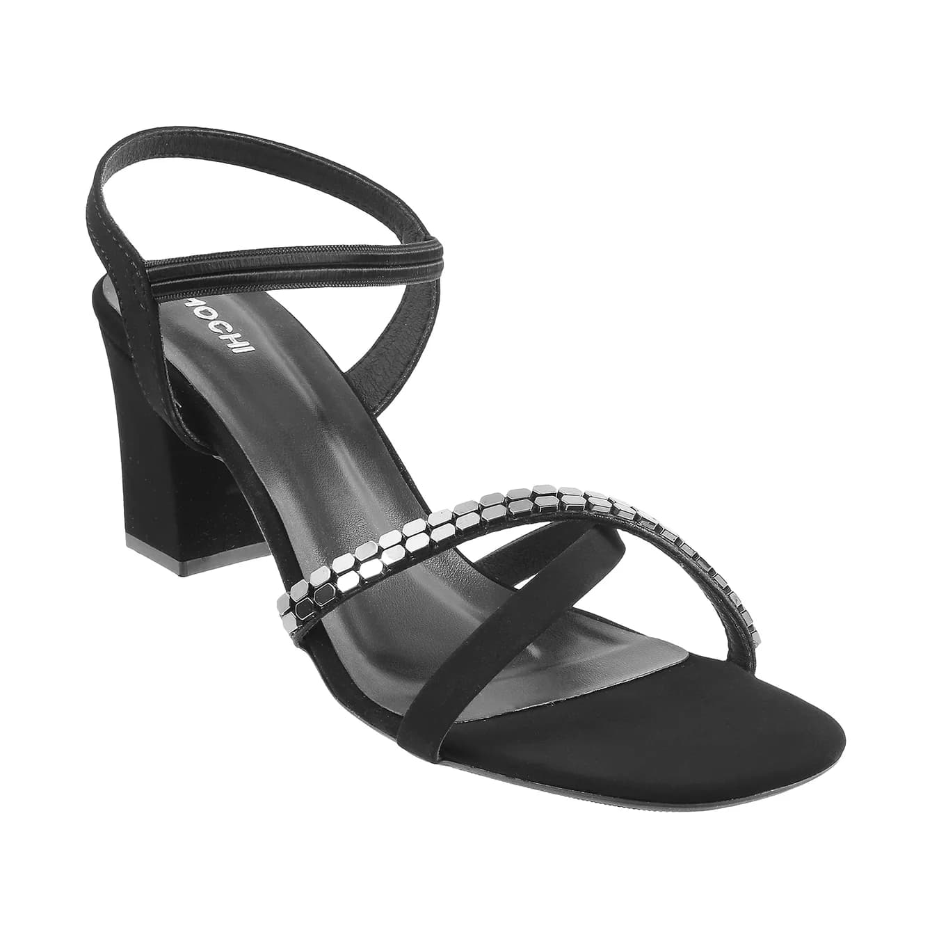 Women's Black Casual Round Toe Synthetic Sandals