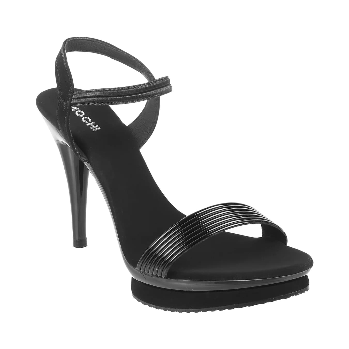 Women's Black Casual Round Toe Synthetic Sandals