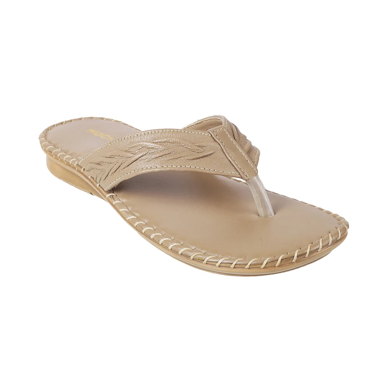 Women's Beige Casual Round Toe Leather Sandals