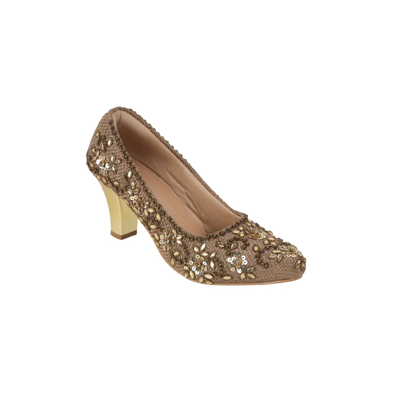 Women's Gold Casual Pointy Toe Synthetic Heels