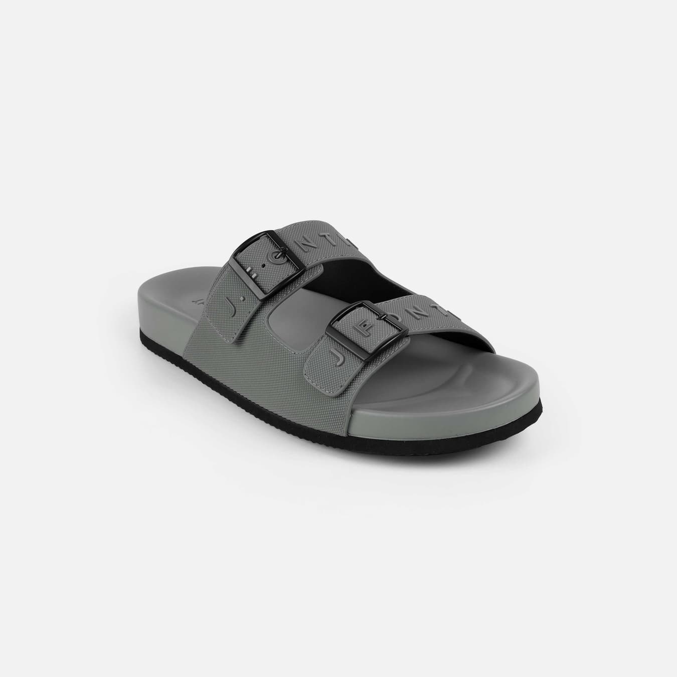 Men's Grey Casual Round Toe Leather Sandals