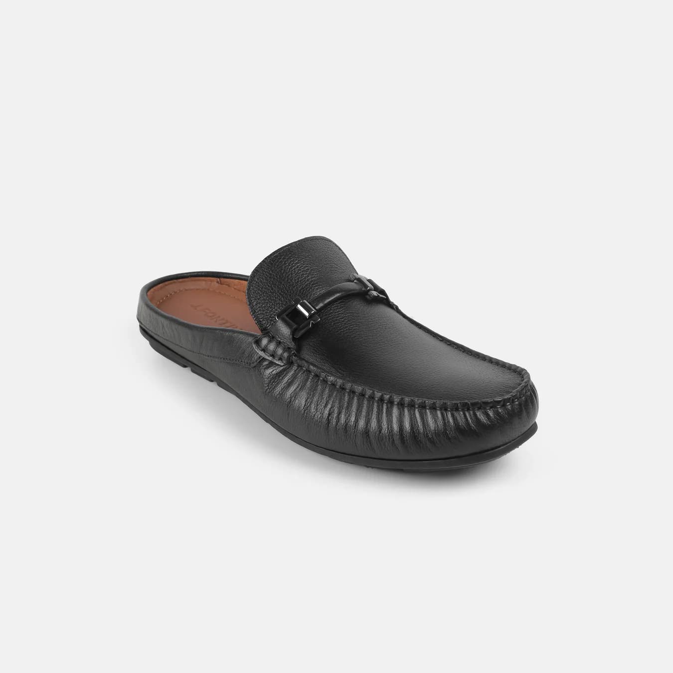 Men's Black Casual Round Toe Leather Casual Shoes