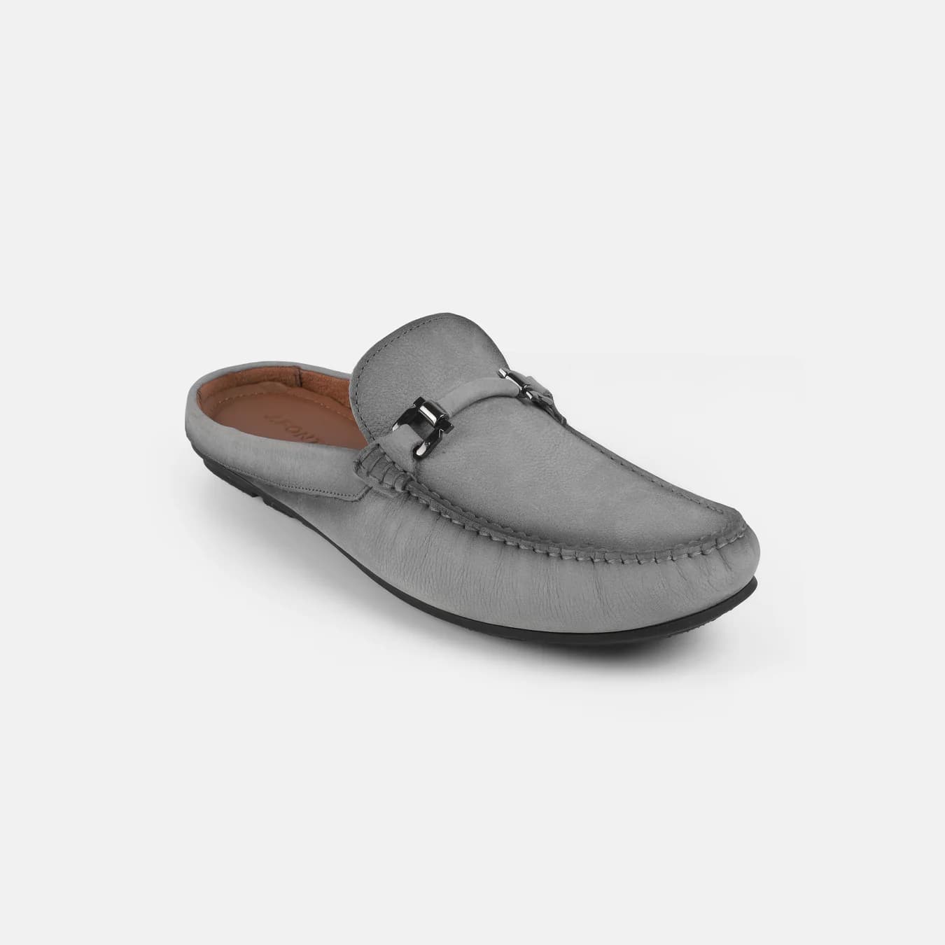 Men's Grey Casual Round Toe Leather Casual Shoes