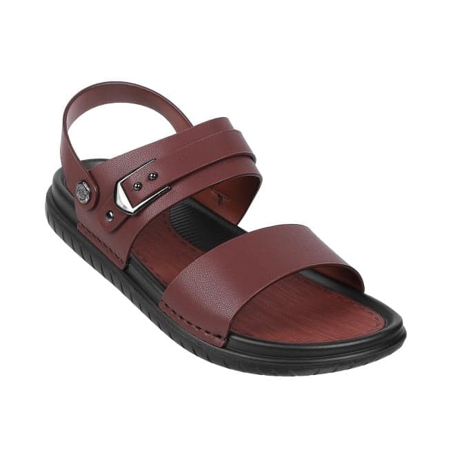 Men's Brown Casual Round Toe Synthetic Sandals