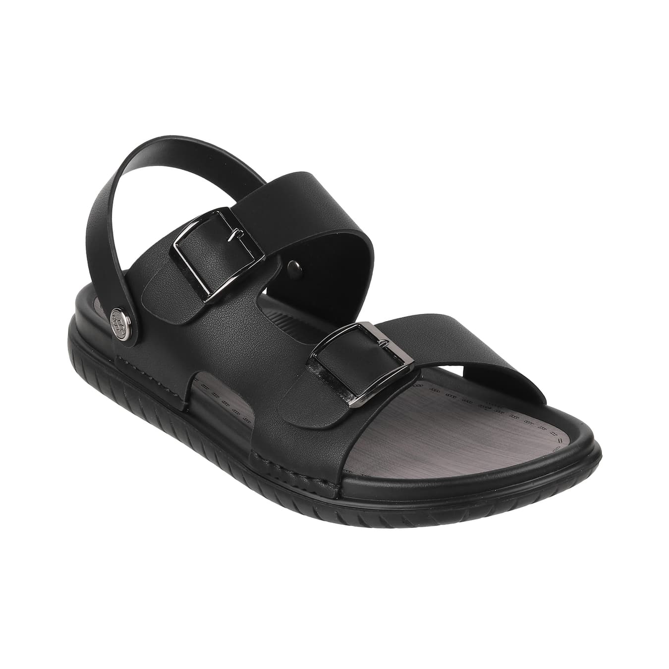 Men's Black Casual Round Toe Synthetic Sandals