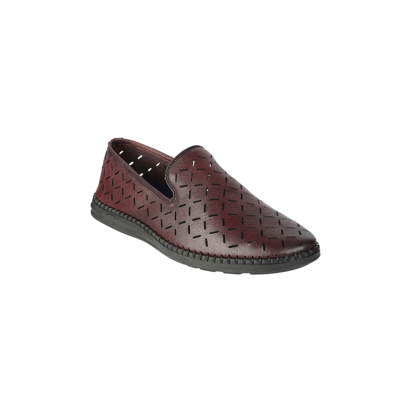 Men's Red Casual Round Toe Leather Casual Shoes