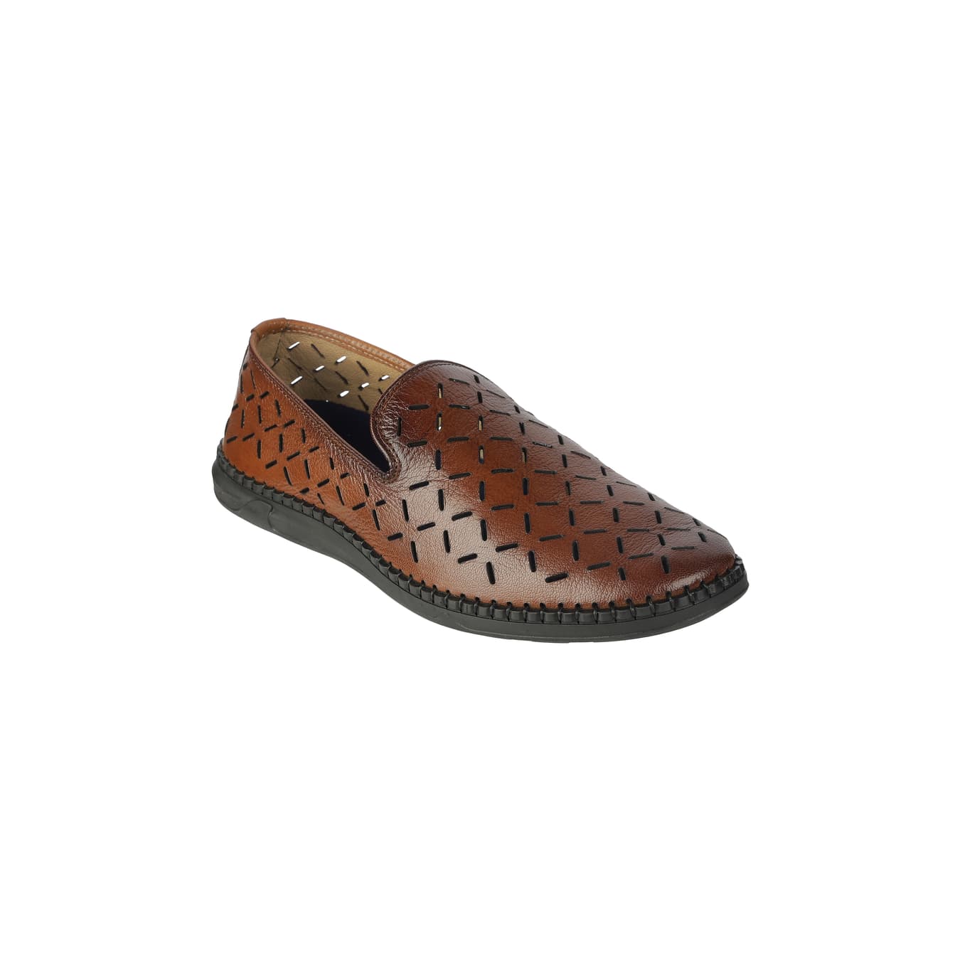 Men's Tan Casual Round Toe Leather Casual Shoes