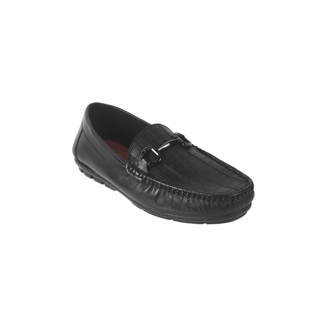 Men's Black Casual Round Toe Leather Casual Shoes