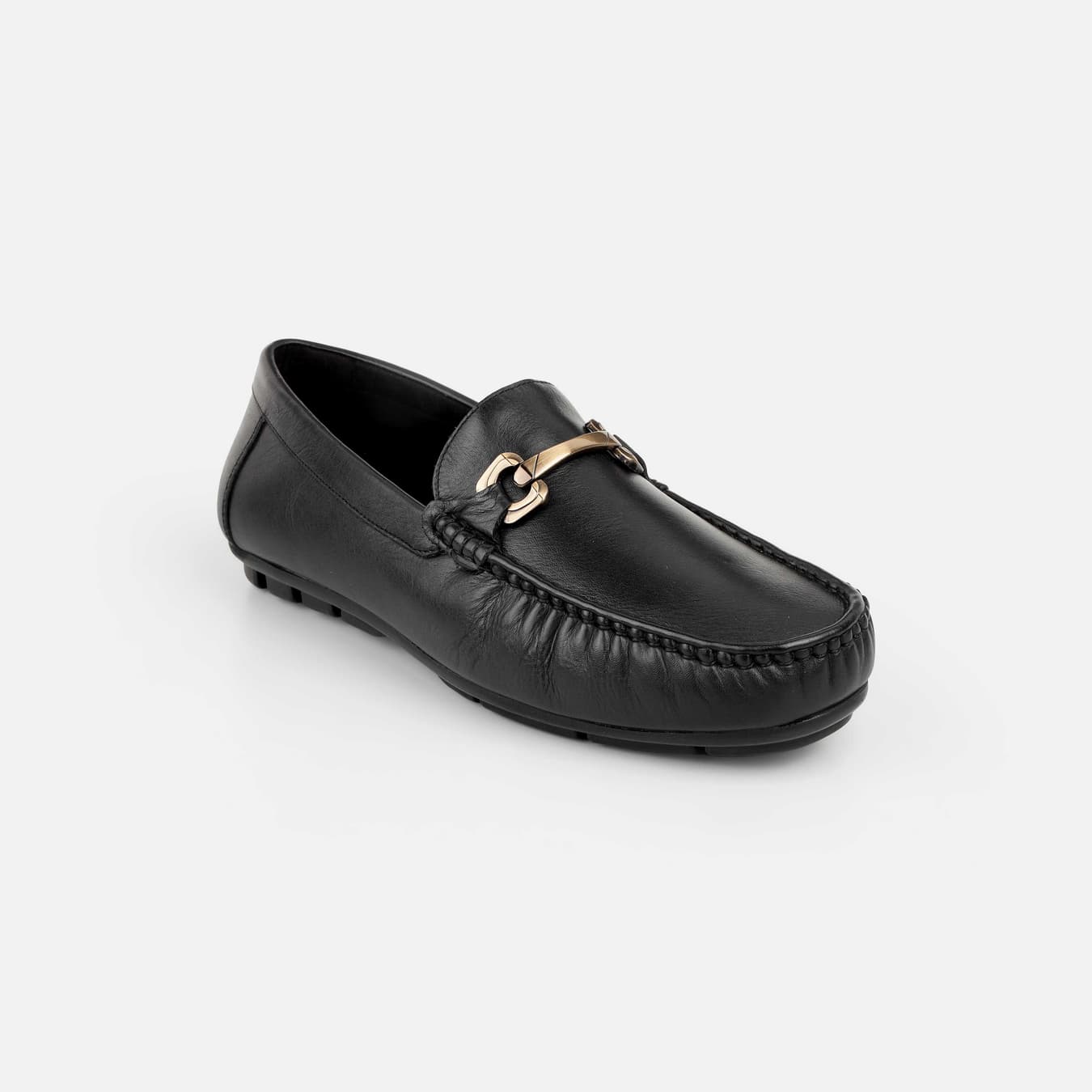 Men's Black Casual Round Toe Leather Casual Shoes
