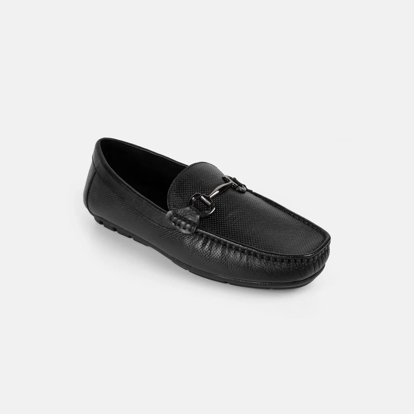 Men's Black Casual Round Toe Leather Casual Shoes