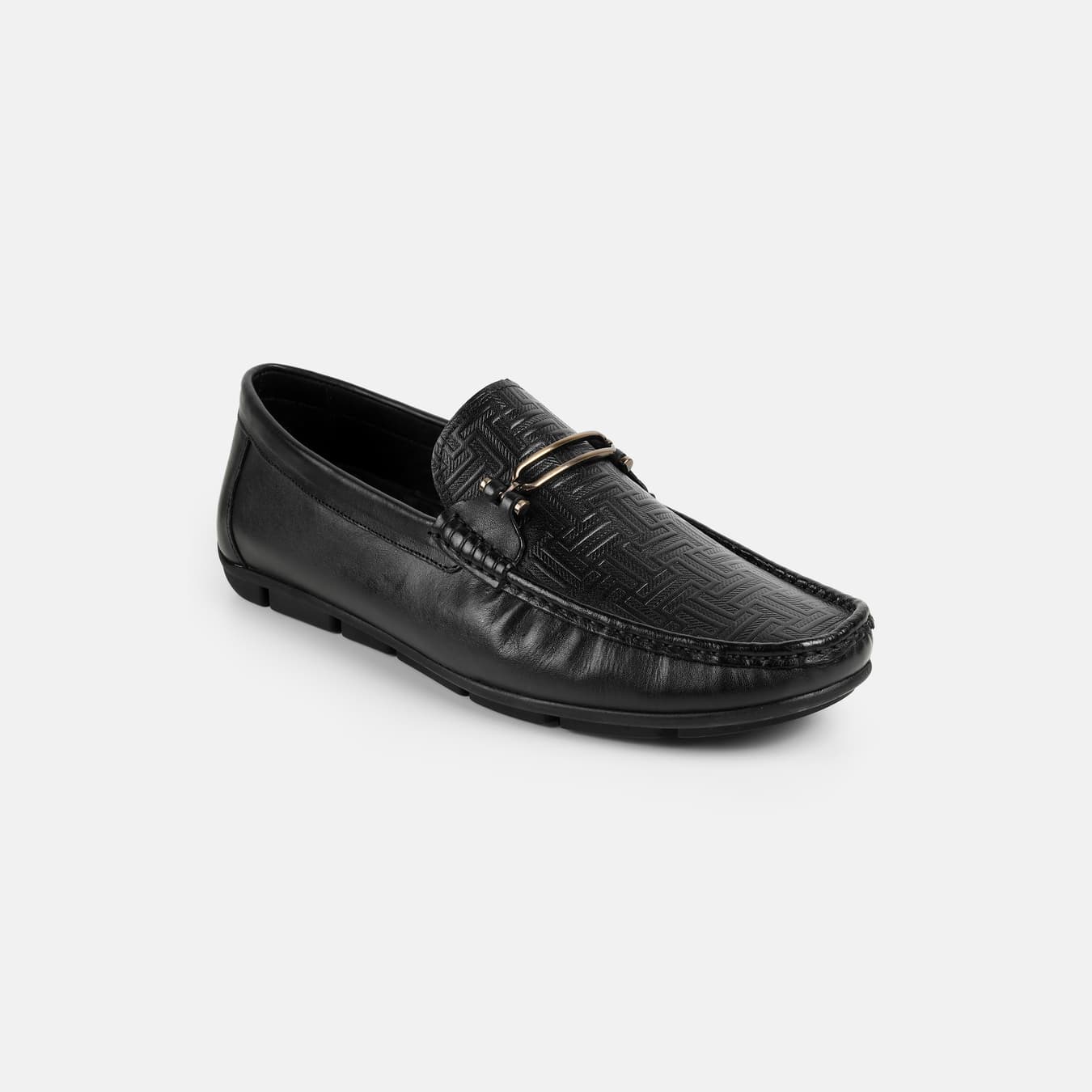 Men's Black Casual Round Toe Leather Casual Shoes